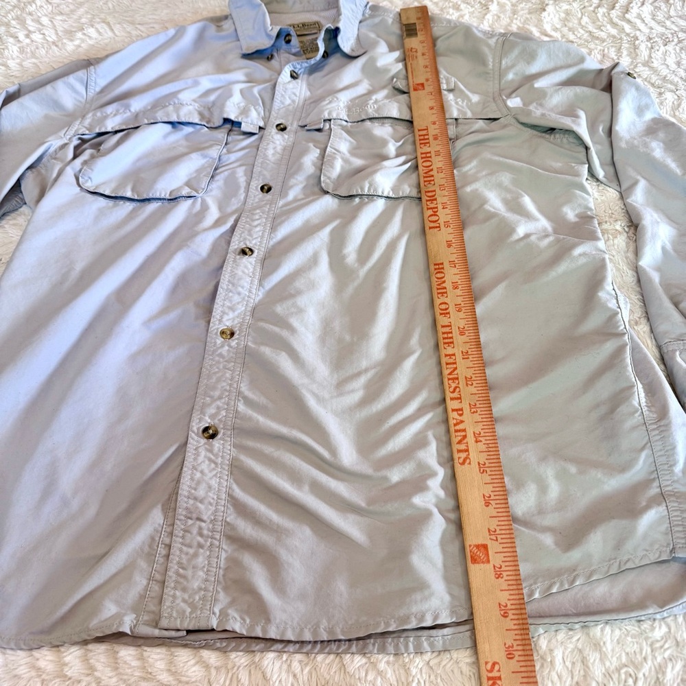 L.L. Bean XL Vented Fishing Shirt Gray Long Sleeve Mesh-Lined - Picture 6 of 9